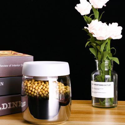 wholesale Canister circular Glass Storage tank vacuum Kitchen Whole grains food Fresh keeping