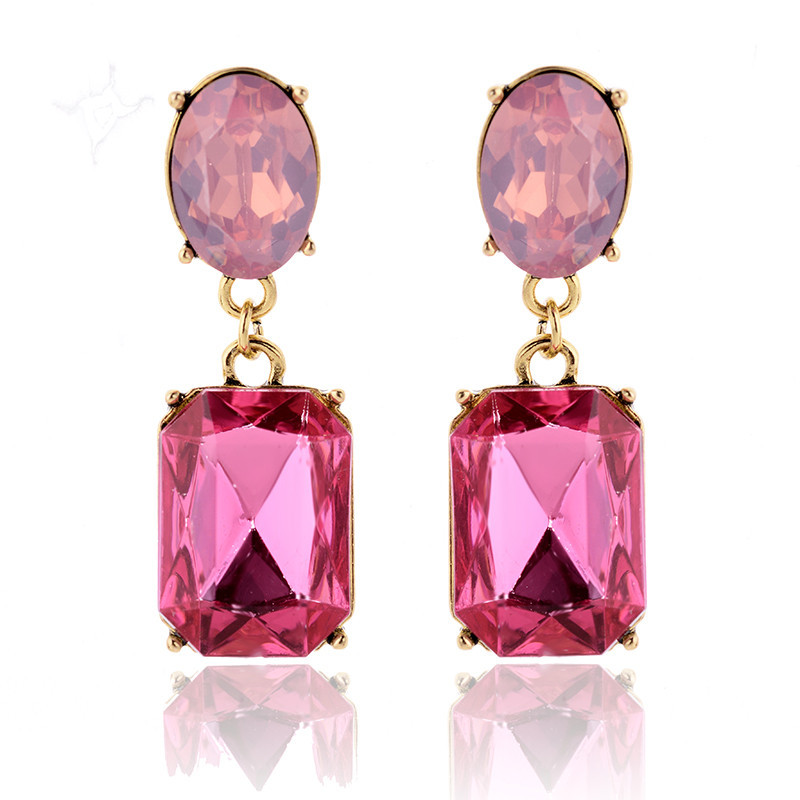 Banquet Occasion 1 Pair Glam Oval Rectangle Alloy Plating Resin Women's Drop Earrings
