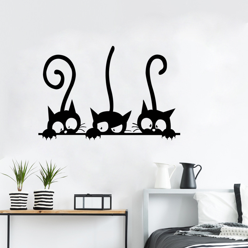 funny cats living room bedroom childrens room wall stickers decorative paintingpicture5