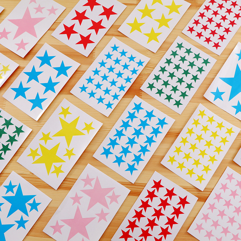 Multi-size five-pointed star sticker color star sticker children's reward sticker clothing sticker Multi-size five-pointed star sticker color star sticker children's reward sticker clothing sticker