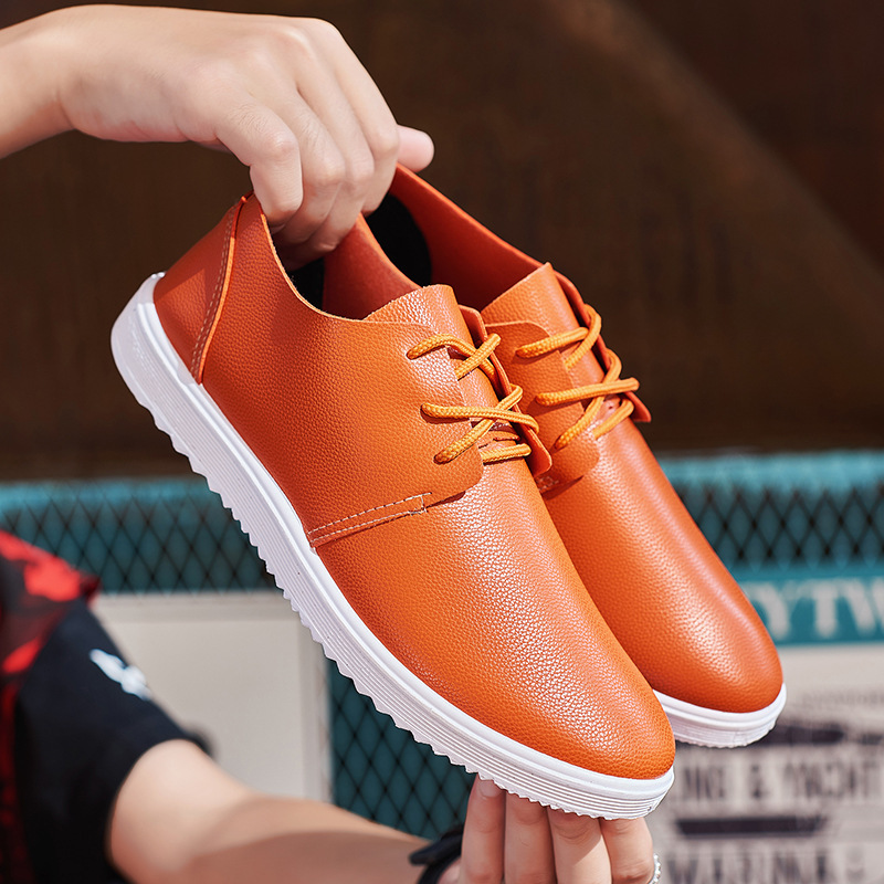 2018秋季男鞋 系带休闲PU皮鞋青少年潮流豆豆鞋运动鞋一件代发|ms