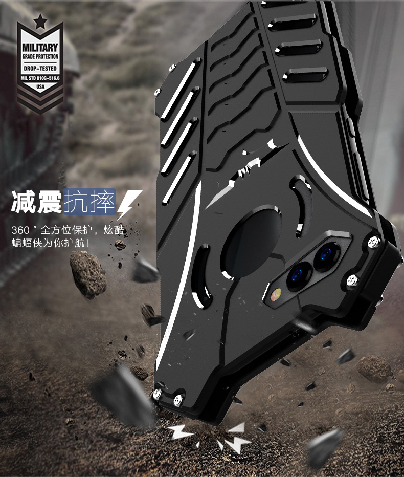 R-Just Batman Shockproof Aluminum Shell Metal Case with Custom Batarang Stent for Huawei nova 2s