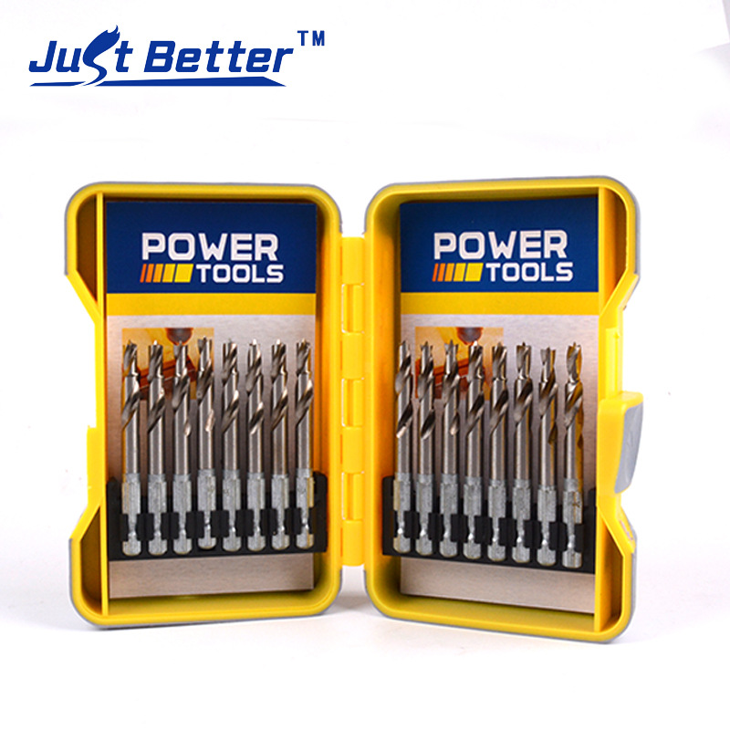 精品全磨制HSSM2木工阶梯钻组1/4六角柄 厂家直销16件套