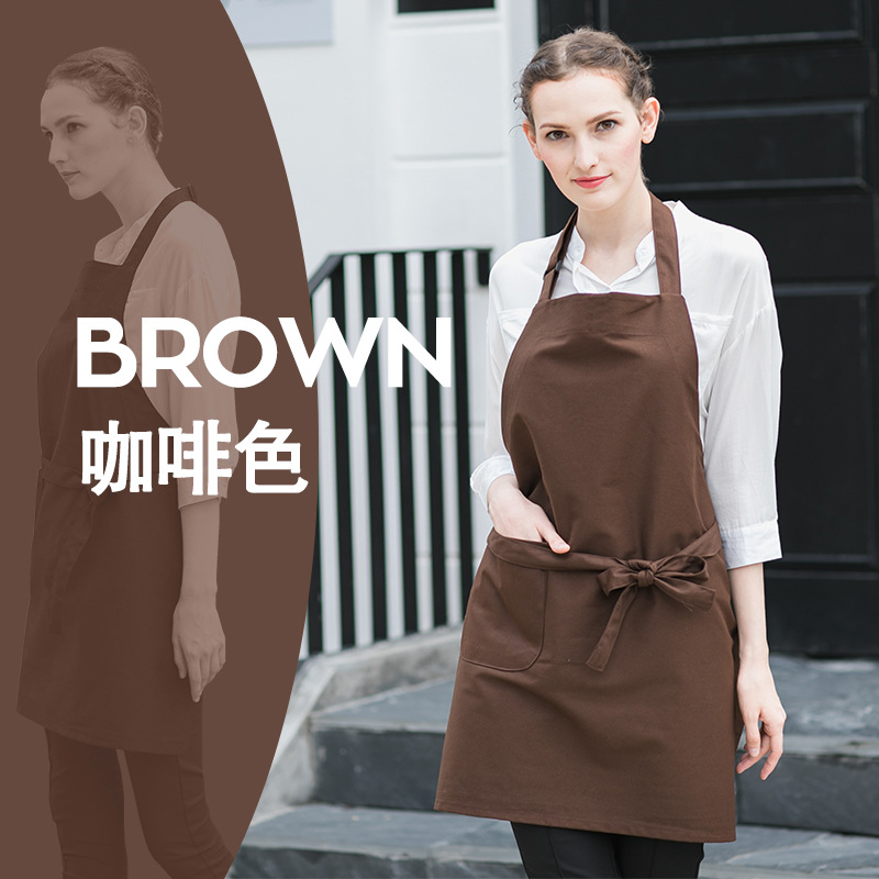 Delantal publicitario de algodón Delantal de moda coreano Cafetería supermercado ropa de trabajo delantal de cocina logotipo personalizado