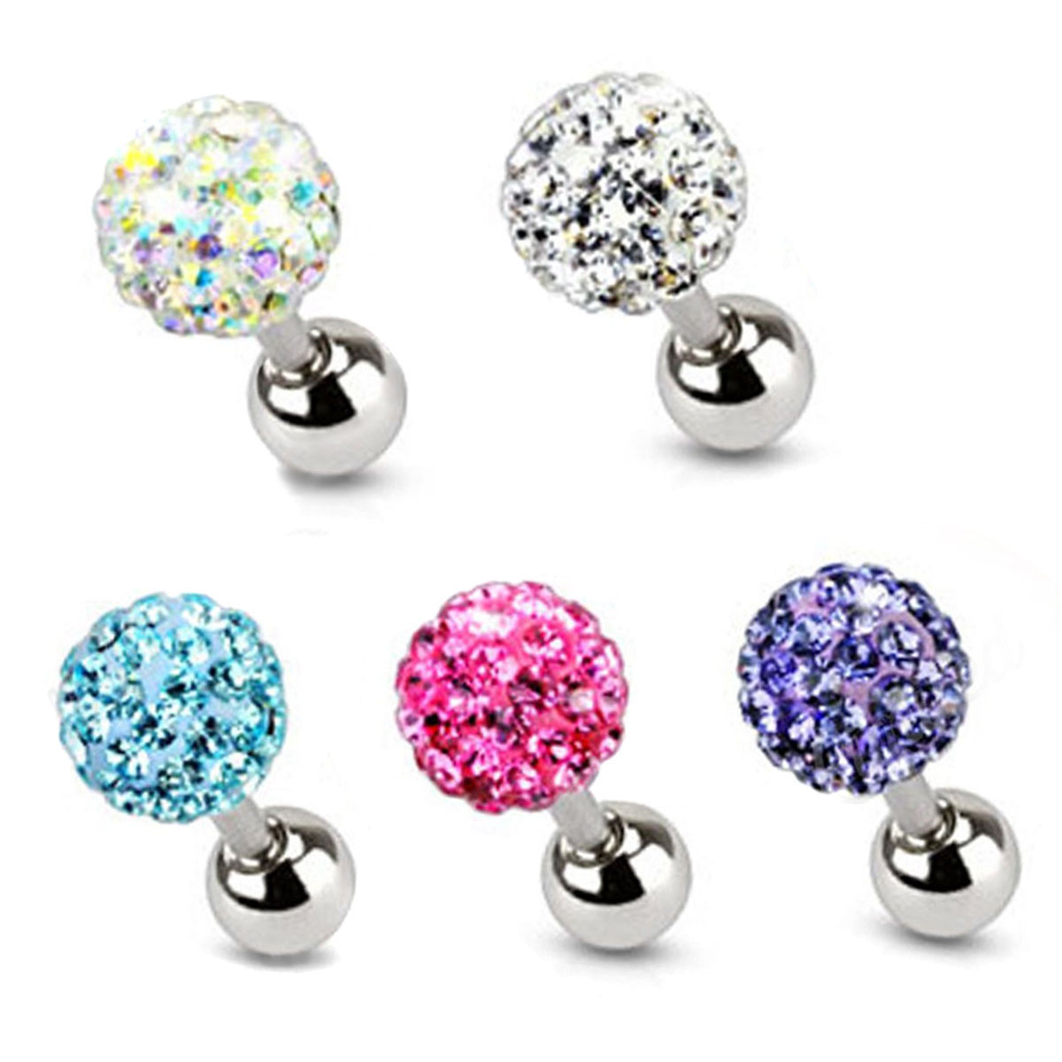 Titanium Steel Shambhala Earring with Austrian Diamond Ball Tongue Ring - Acrylic & Titanium Steel, Double Head Diamond Gold, 2022 Summer, Cartoon Style, Fresh and Sweet, for Ear and Tongue Piercing detail image 7