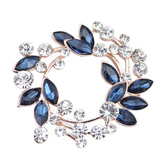 Fashion Crystal Brooch Pin, European and American Cross-border Amazon New Leaf Brooch, Diamond Lady Flower Ring