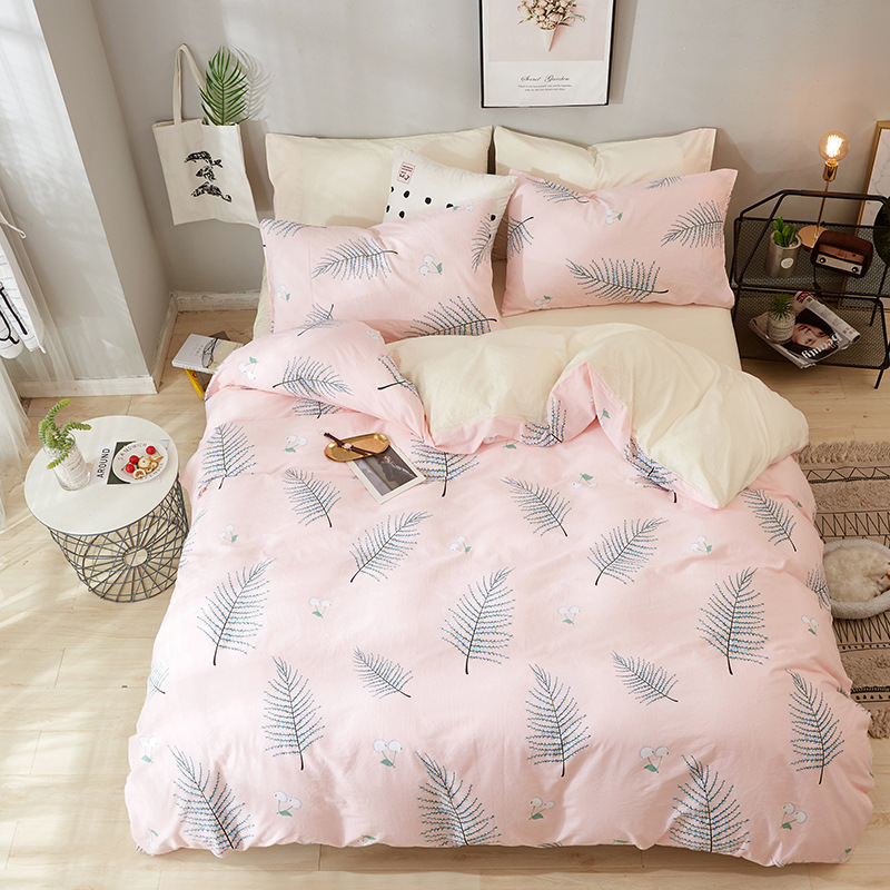 简约四件套可爱小清新ins全棉水洗棉印花四件套棉床单式套件批发|ms