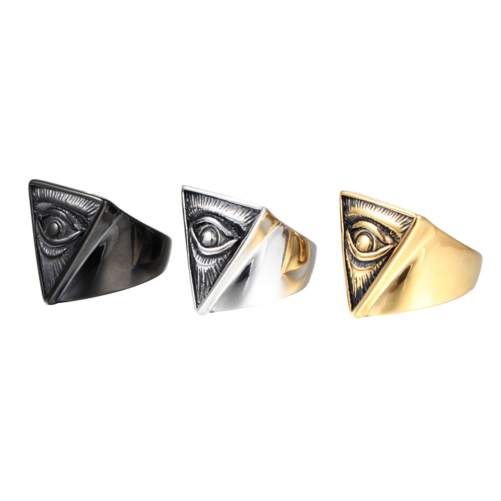20g Weight Vacuum Plating Gold Plating Process 18K Gold Plated, Rhodium Plated Plating Material Retro Devil'S Eye Titanium Steel Plating 18K Gold Plated Rhodium Plated Men'S Rings Men Signet Rings