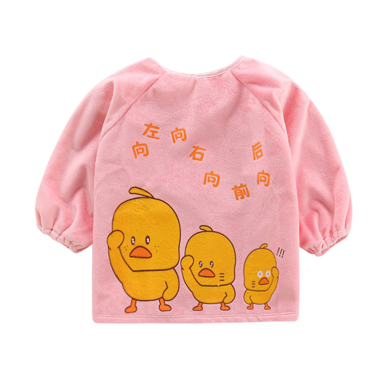2020新款秋冬款水晶绒儿童防水罩衣婴儿加厚反穿衣长袖宝宝吃饭衣