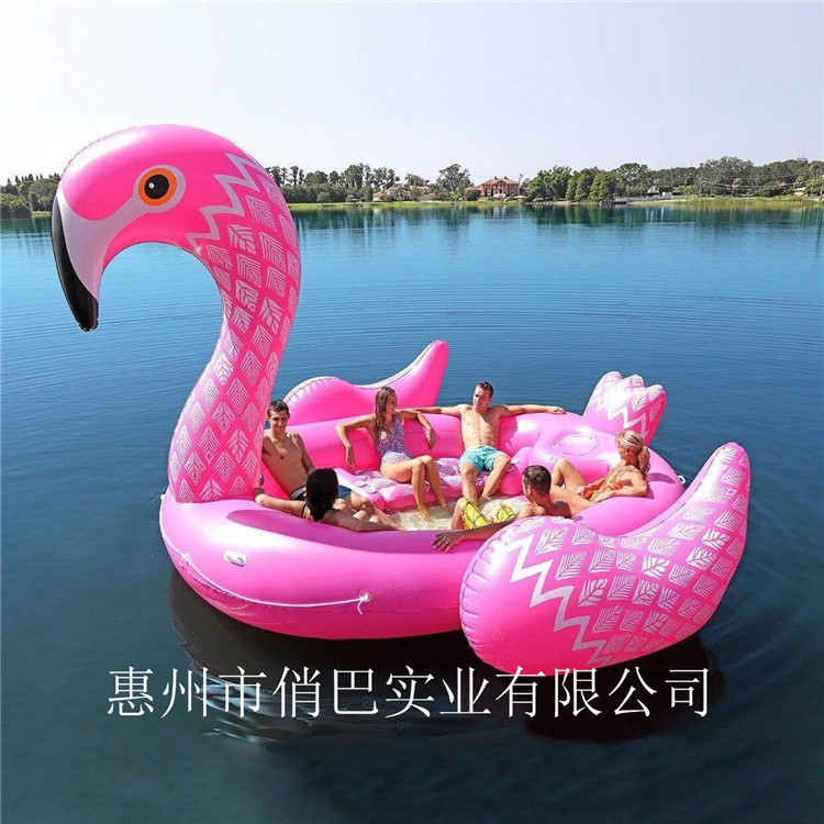 工厂现货超大加厚环保PVC 6人火鸟浮排 海岛派对充气坐骑充气浮排