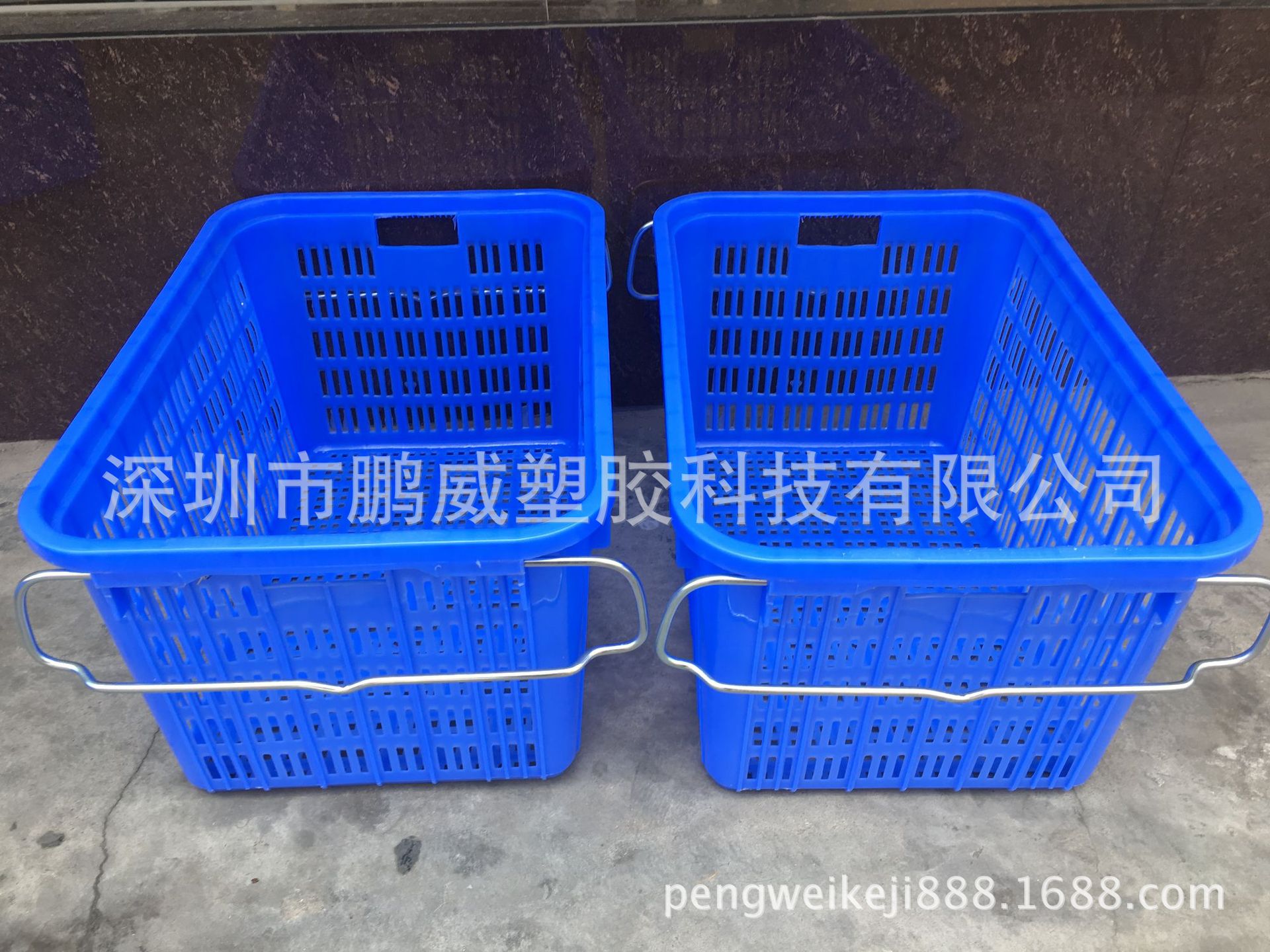 畅销浙江-宁波带铁耳塑胶萝 徐州套叠萝 食品厂用白 蓝色新料箩筐