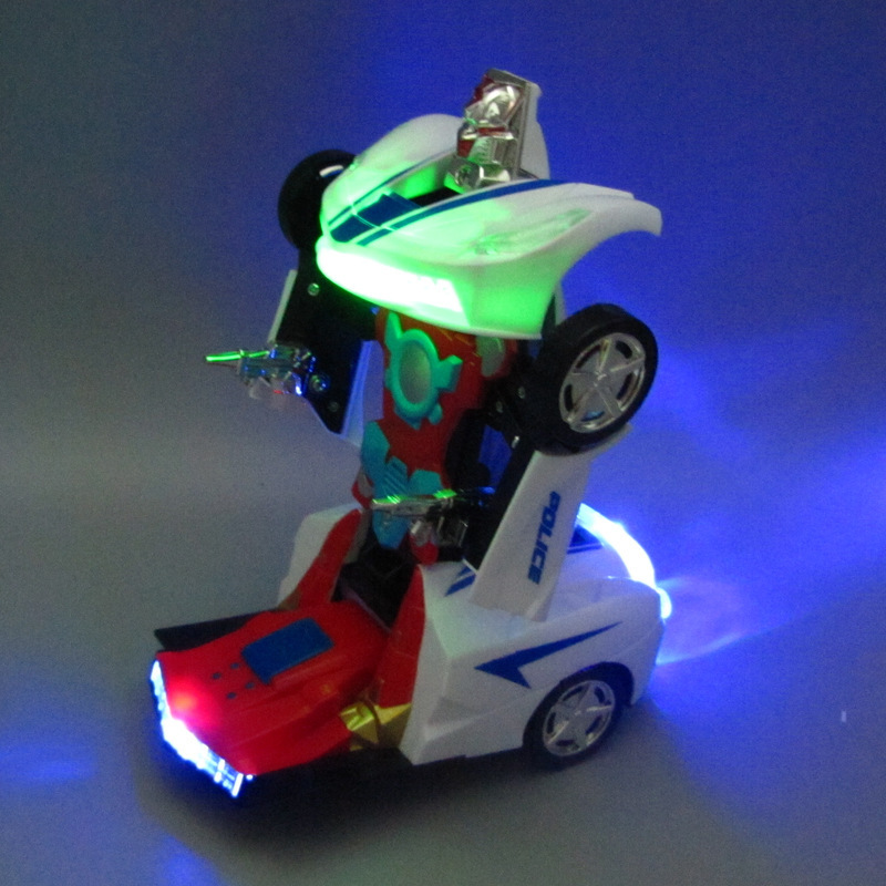 Nuevo eléctrico luz música deformación coche automático transformación Modo de carreras modelo de coche tienda de juguetes regalo al por mayor