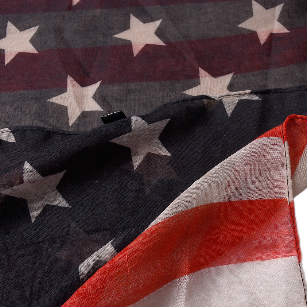 15 Shuttle Voile Material National Flag Pattern Women's Retro Ethnic Style National Flag 15 Shuttle Voile Printing Star Silk Scarf