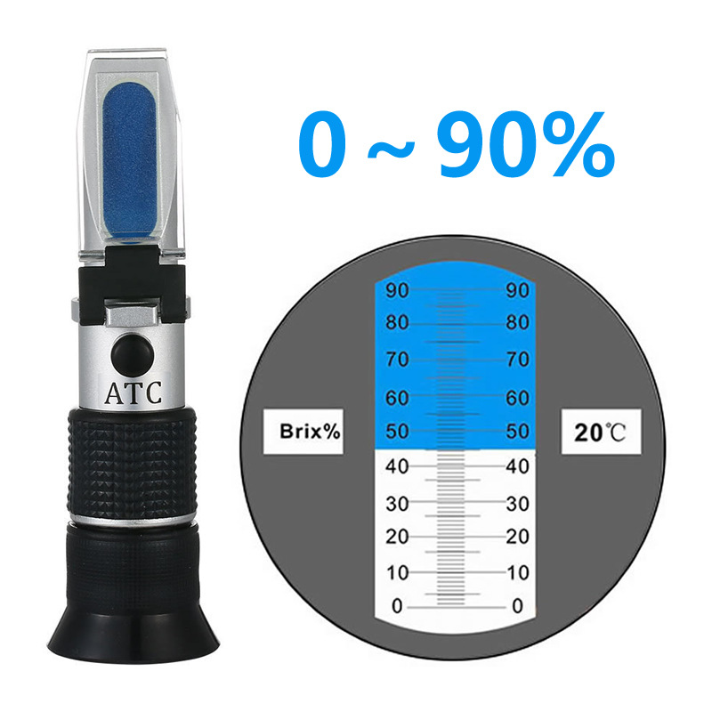 0～90%手持糖度計折射儀Brix果汁液體糖漿濃縮物特定ATC測量工具