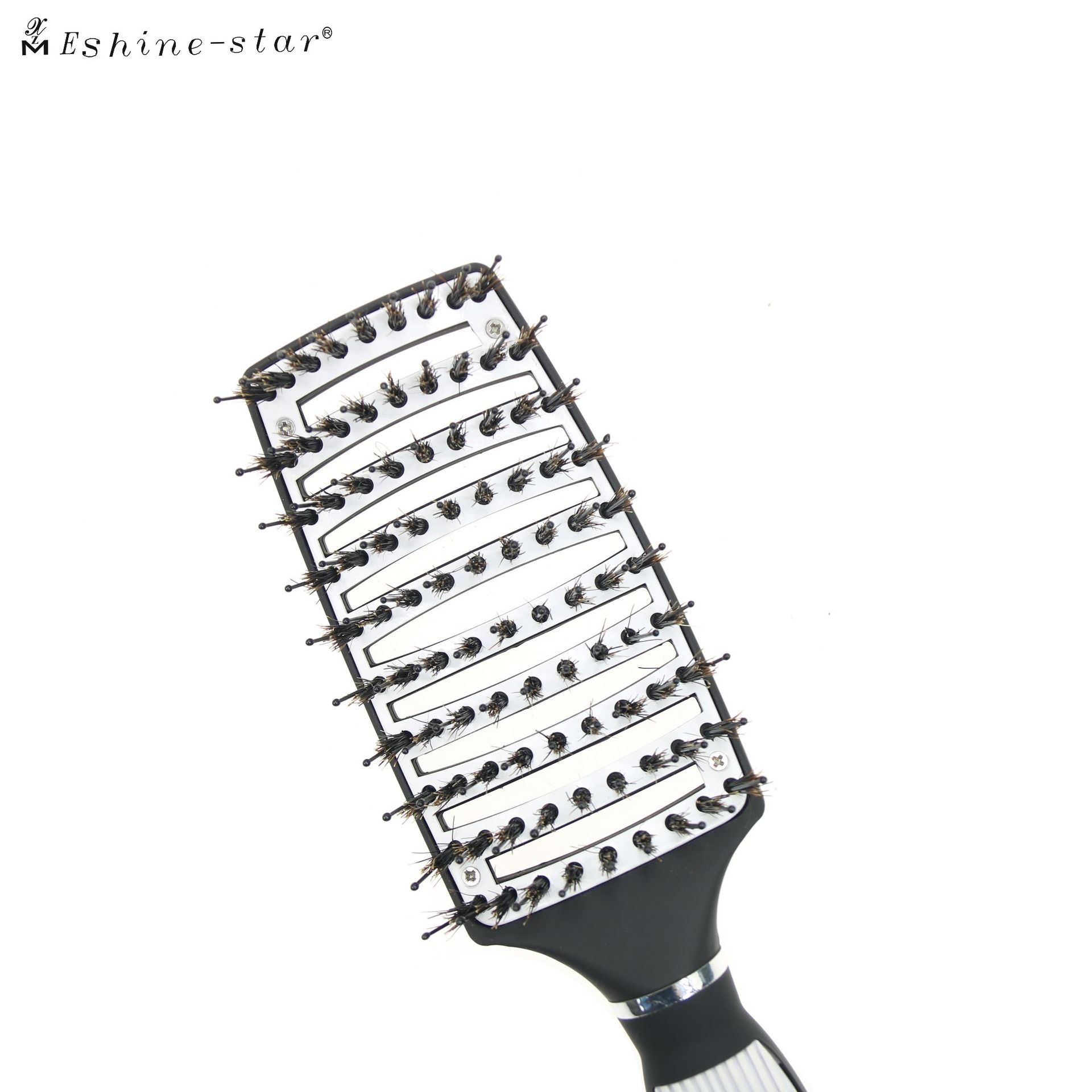 豬鬢毛按摩梳 卷發(fā)造 型梳弧形排骨帶鋁片彎梳