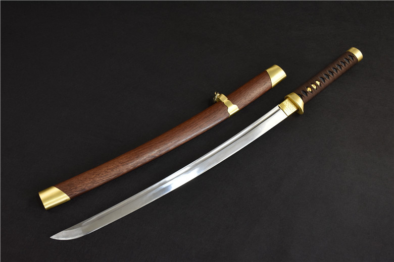 厂家直销龙泉刀剑中款高锰钢手工包铜一体武士刀剑批发未开刃