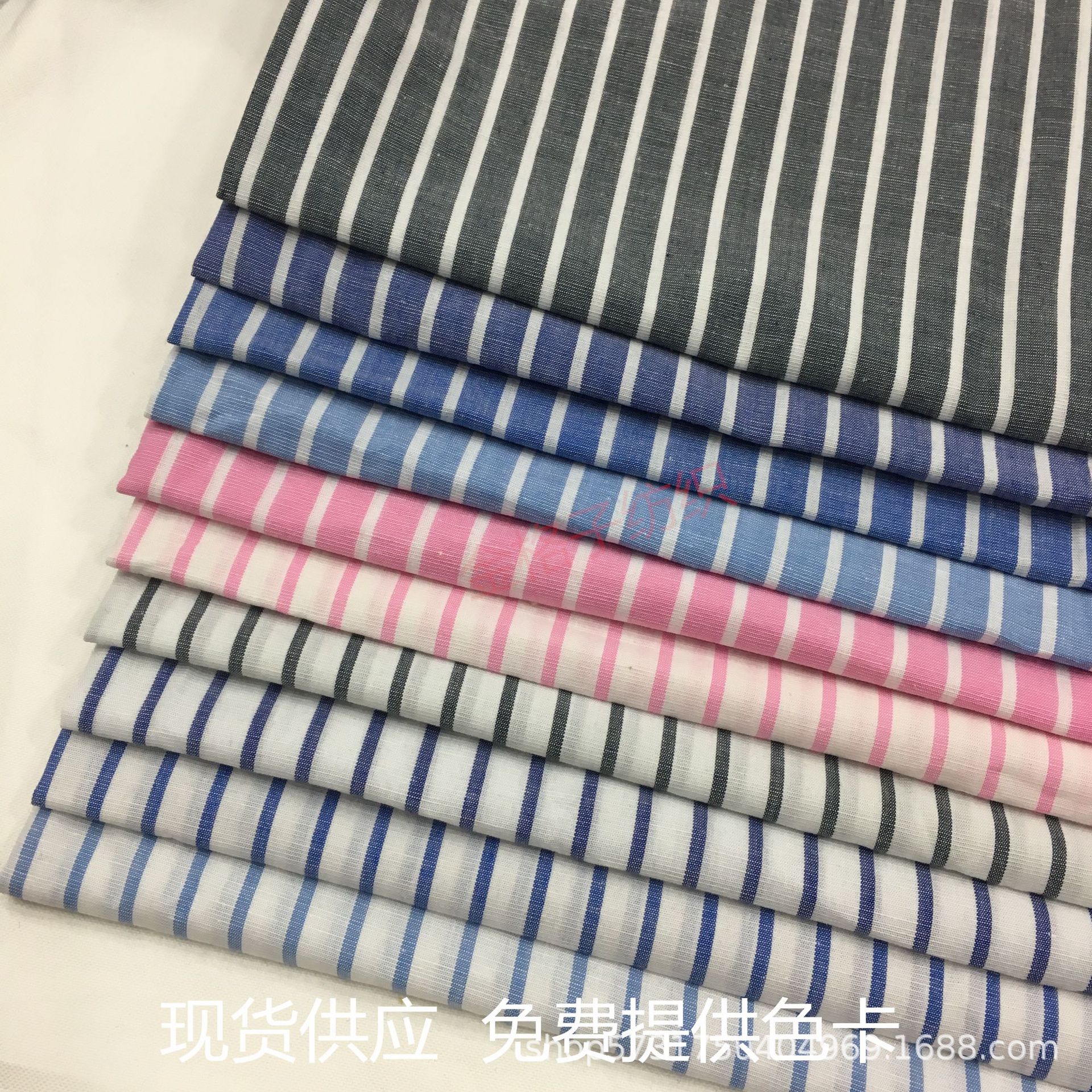 现货供应 8m m条纹色织布 棉麻面料 衬衫布 连衣裙 时装面料