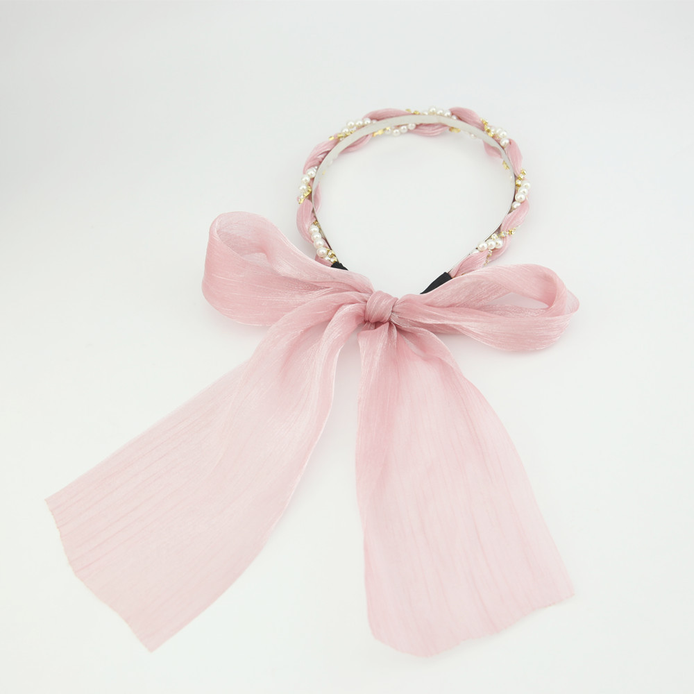 Koreanische Strasskette Pearl Bow Haarband display picture 9