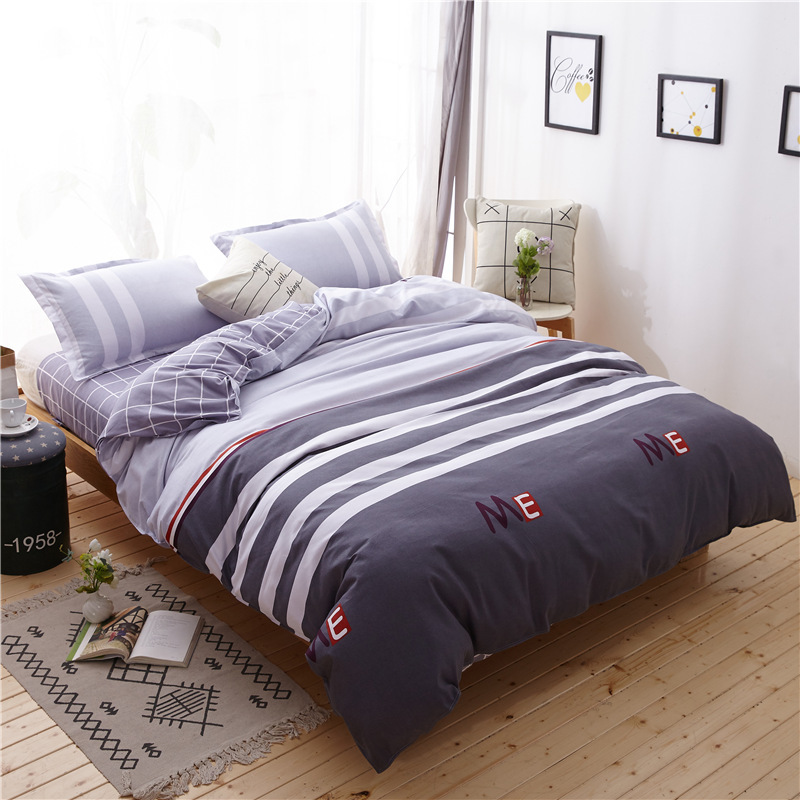 厂家直销亲肤水洗棉床单款四件套 批发床上用品 学生四件套