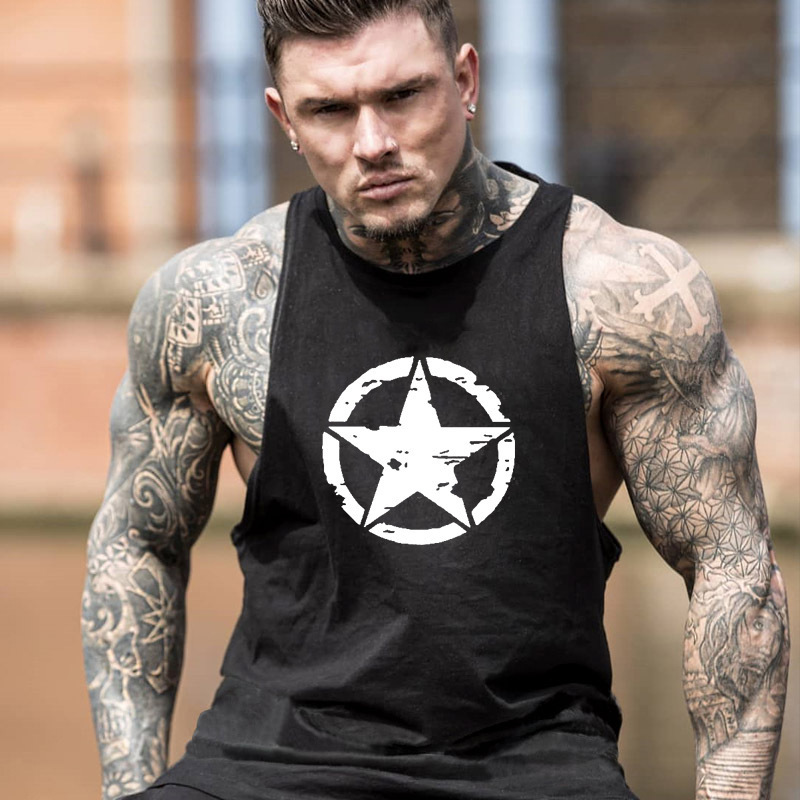 New five-pointed star fitness vest men's Cotton I-shaped casual sports vest