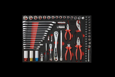 76件套筒、扳手、钳子工具托组套