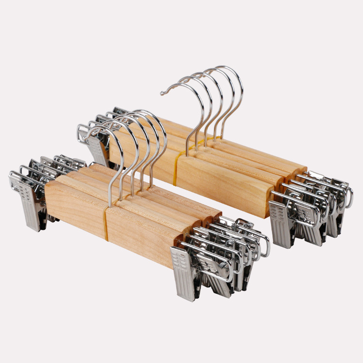 厂家批发原木色裤夹裙夹实木裤架   服装店成人儿童专用logo定制