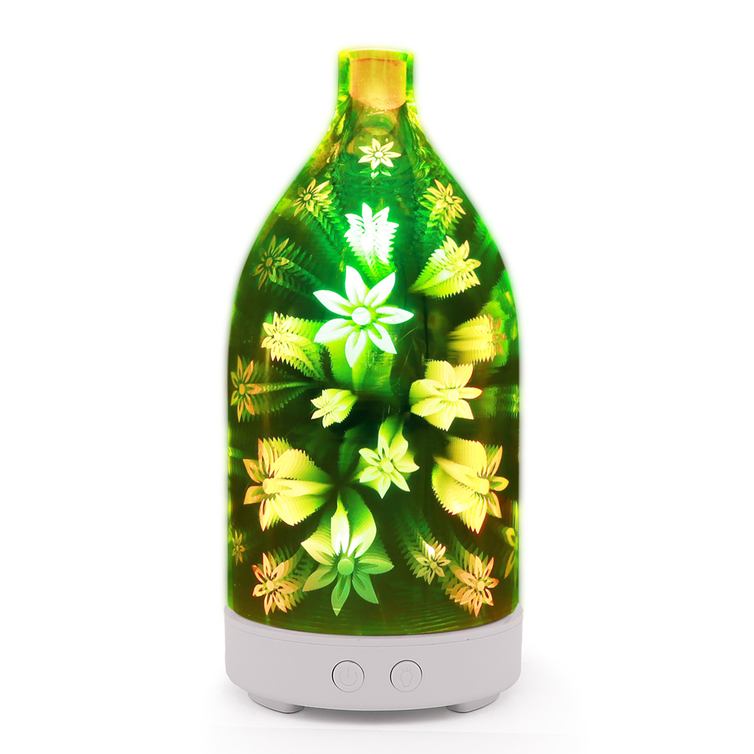 신형 3D 유리 초음파 아로마 테라피 기계 도매 아로마 테라피 램프 미니 가습기 공기 정화 에센셜 오일 분무기