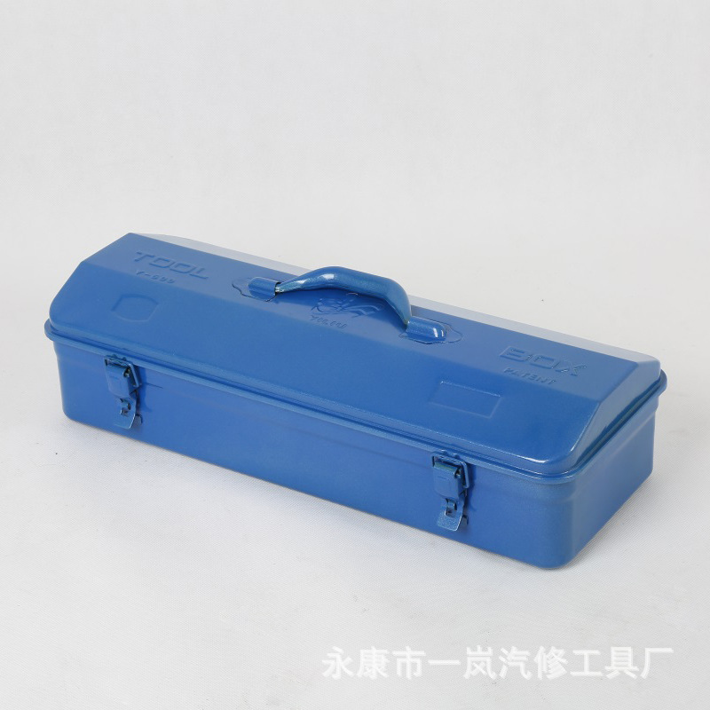 推荐手提铁皮工具箱 蓝色单层加厚五金收纳箱批发500-490x180x130
