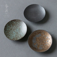 Rough pottery kiln-turned ceramic coasters Japanese-style heat-insulating non-slip mats tea coasters coasters Kung Fu tea ceremony accessories with saucers