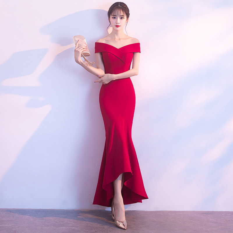 Evening dresses Robes de soirée Bridesmaid Wedding red dress evening dress