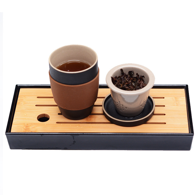 简约便捷式快客杯马克杯泡茶杯 茶水分离带滤网硅胶套创意陶瓷杯|ms