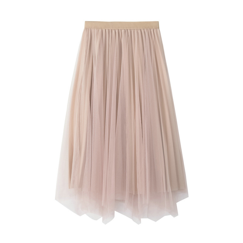 Dames rok geplooid van fluweel met mesh en goud accent_voghion.com