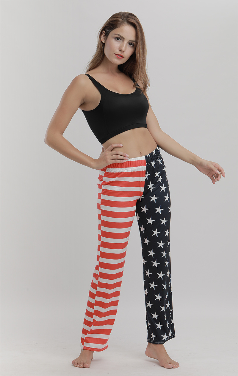 Casual Pants with American Flag Print Spring Collection Straight Leg Trendy Style for Streetwear Wholesale Available