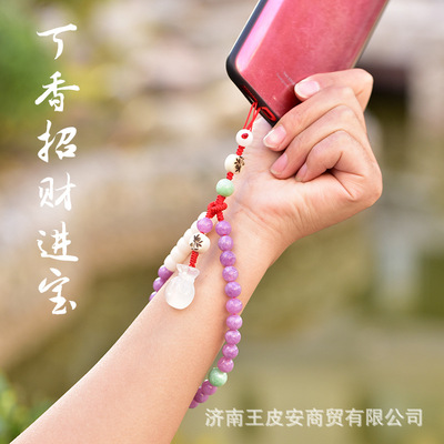 新玉石菩提手机挂链短款女挂绳挂手带手腕创意个性中国风文艺复古