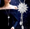 日韓時尚新款水晶毛衣鏈挂件女 高檔四葉草合金項鏈飾品挂件批發