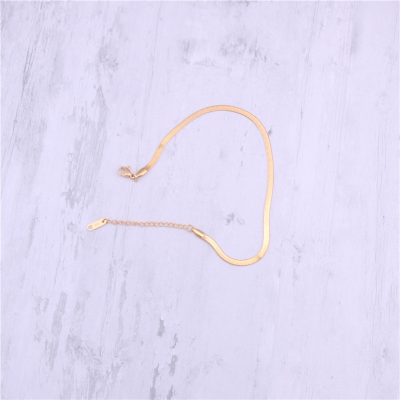 Simple Style Solid Color Titanium Steel Chain Womenu0027S Anklet 1 Piece