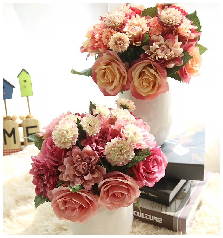 Simulated Dahlia Rose Bouquet 5
