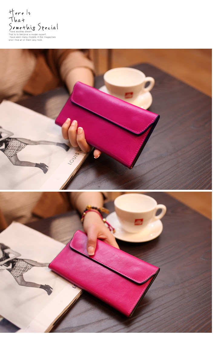 Women's Solid Color Leather Magnetic Buckle Wallets display picture 4