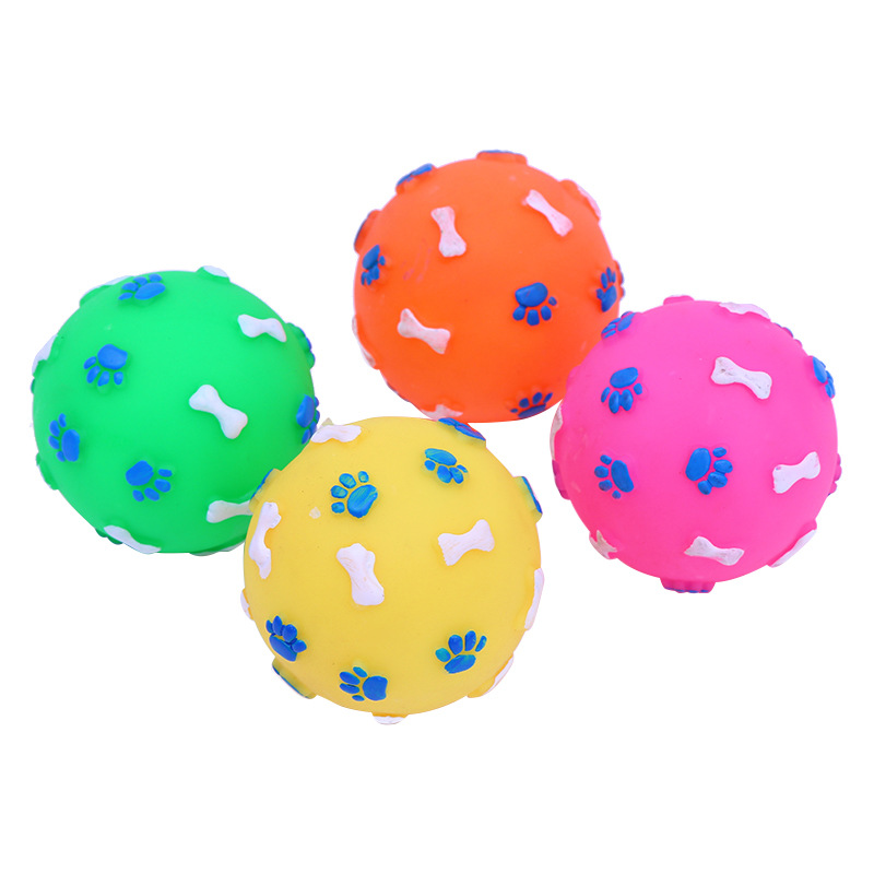 Perro de juguete vinilo huellas de hueso bola mascota juguete de sonido molar limpieza dental juguete para Mascotas Fábrica al por mayor