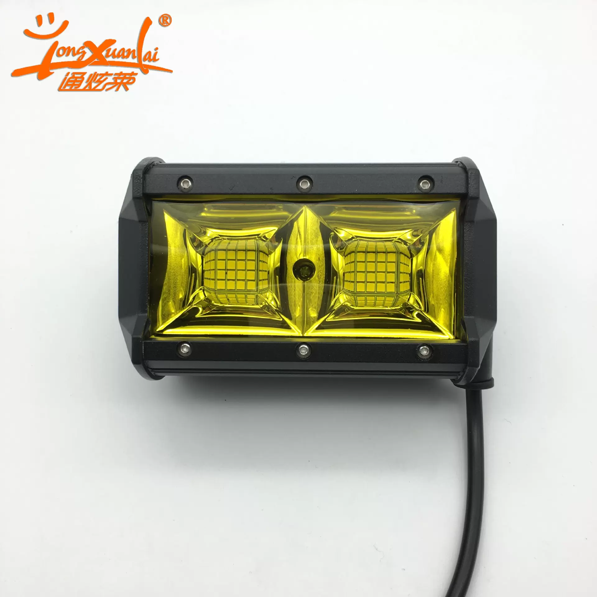 led越野车灯汽车工作灯挖机工程车检修灯照明射灯车顶灯黄光雾灯