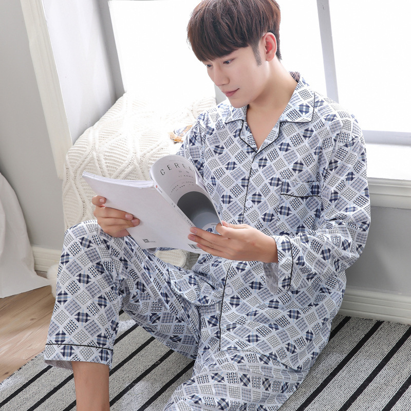 Spring and Autumn Men's Pajamas Long Sleeve Cotton Young Middle-Aged Cotton Large Size Pajamas Men's Home Suit Special Price 05 Spring and Autumn Men's Pajamas Long Sleeve Cotton Young Middle-Aged Cotton Large Size Pajamas Men's Home Suit Special Price 05
