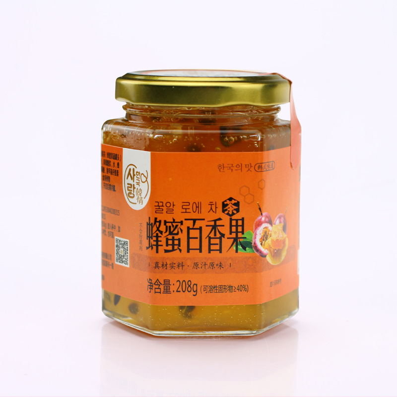 韩情蜂蜜百香果茶208g/瓶奶茶原料百香果酱夏季冷水冲泡喝水果茶|ms