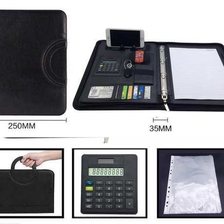 A4 đa chức năng thư mục túi dây kéo notepad tại chỗ có thể đặt điện thoại di động quản lý kinh doanh thư mục túi dây kéo di động Thư mục
