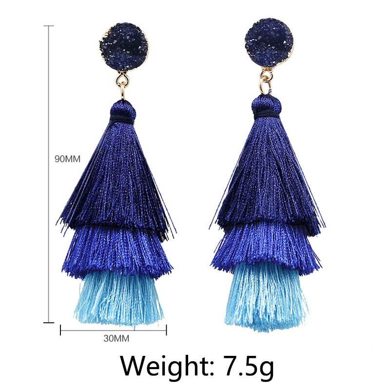 New Retro Ethnic Style Crystal Cluster Multi-layer Gradient Tassel Earrings display picture 1