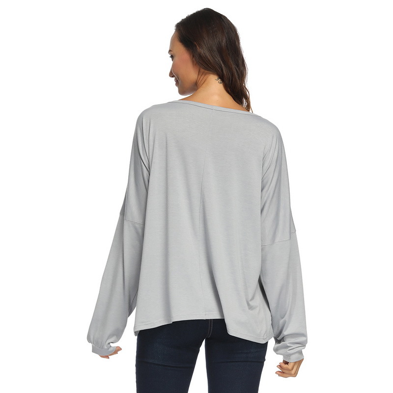 Off Shoulder Irregular Hem T Shirt Loose Fit Puffed Sleeves Minimalist Design Casual Wear for All Seasons Wholesale