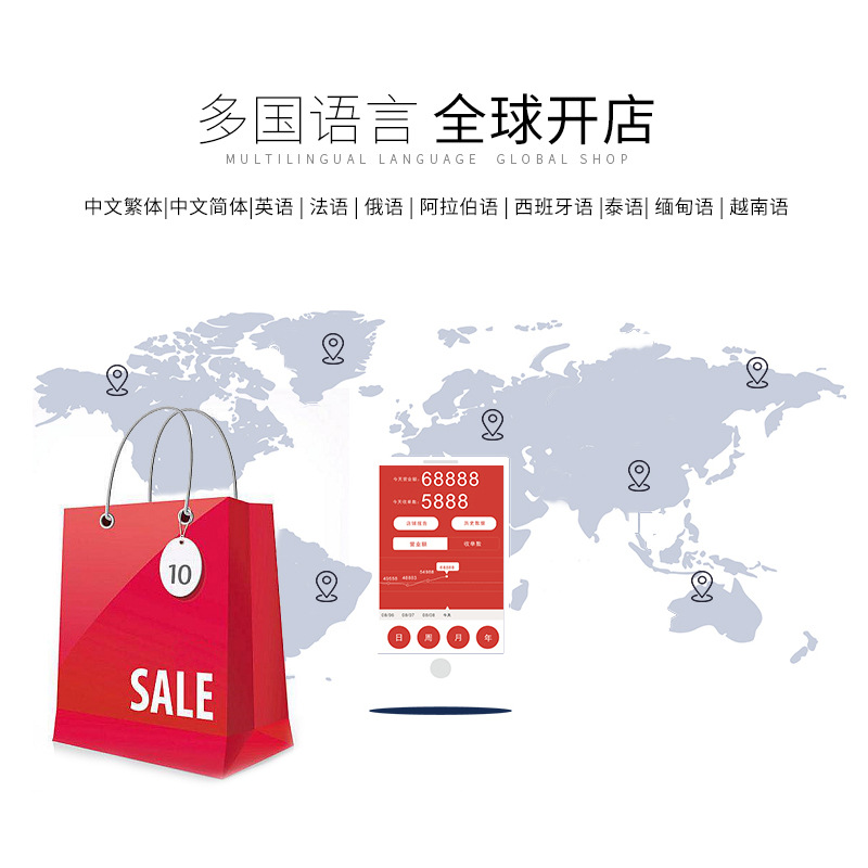 多語言收銀系統餐飲超市服裝店軟件繁體英文法俄日西班牙阿利伯語