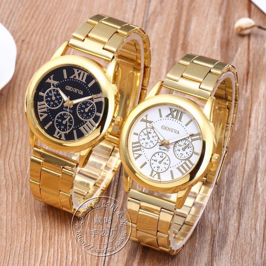 Foreign Trade Watch Geneva Geneva Rome Watch Fake Three Eyes Men And Women Steel Belt Quartz Watch Factory Direct Sales