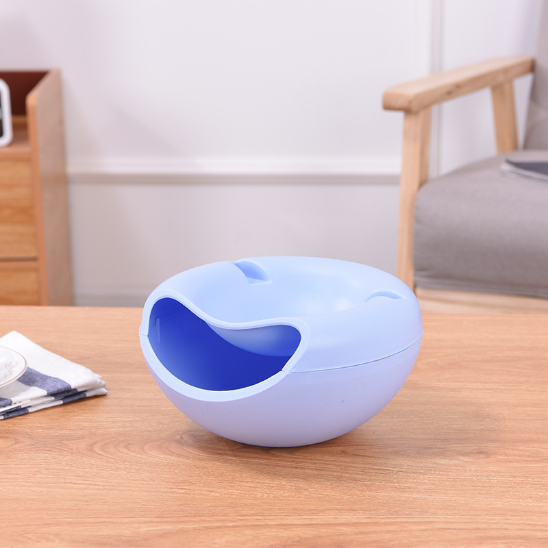 创意家用懒人双层干果盘 手机支架零食盘 水果盒瓜子水果收纳