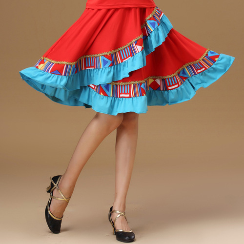 New Luoshen Spring and Autumn Square Dance Costume for Women, Short Sleeve, Middle-Aged and Elderly Performance Skirt, Ethnic Dance Suit with Pants
