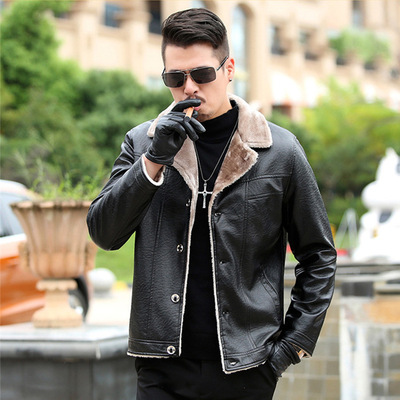 秋冬新款中老年皮毛一体皮衣pu皮外套火烧皮衣地摊跑江湖一件代发|ru
